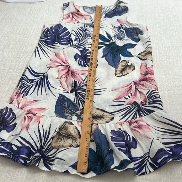 LUNGO L’ARNO linen tropical floral sleeveless made in Italy mini dress small - Picture 9 of 11